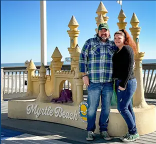 Heather and Todd founders of 843 Teez custom t-shirt printing shop in Conway South Carolina