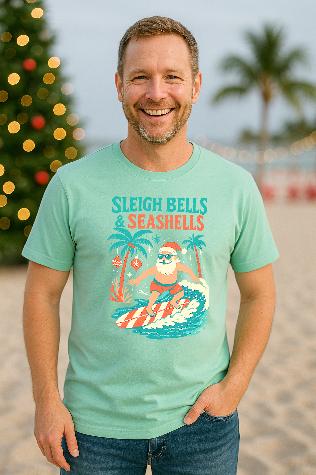 🎄 Sleigh Bells & Seashells Tee