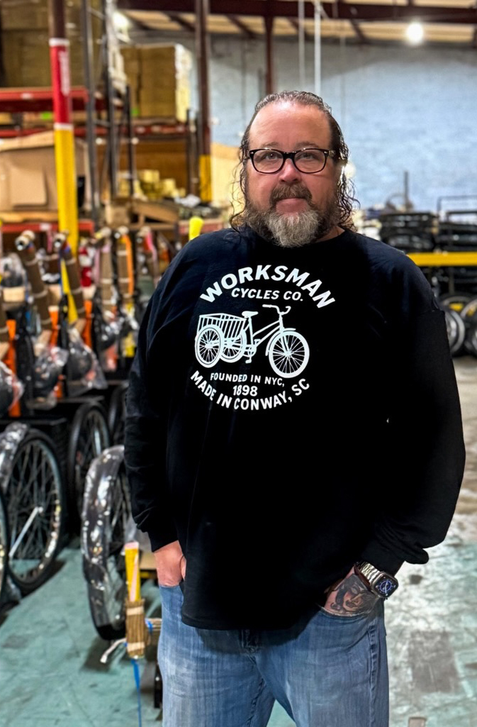 Custom DTF transfer t-shirt design for Worksman Cycles Conway SC by 843 Teez